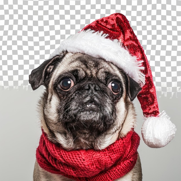 PSD een hond die een kerstmanhoed draagt met een kerstmannhoed erop