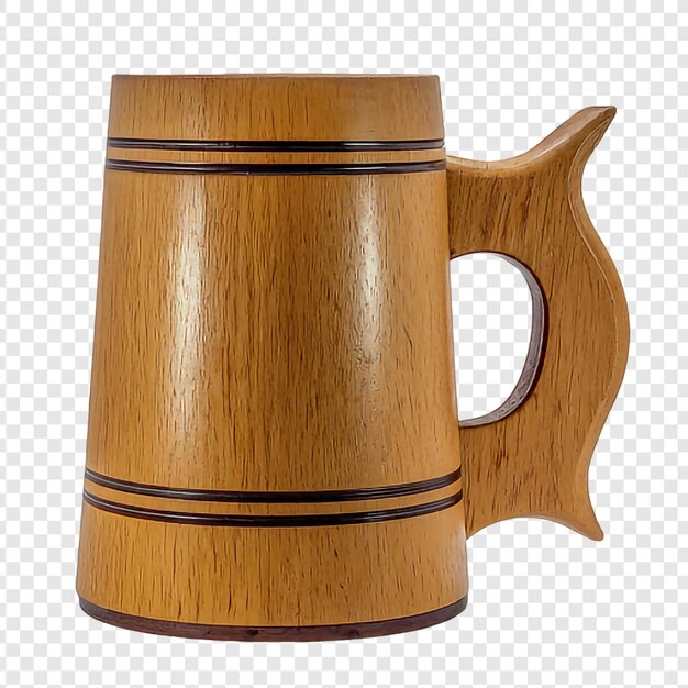 Een houten bierbeker png geïsoleerd op een doorzichtige achtergrond psd