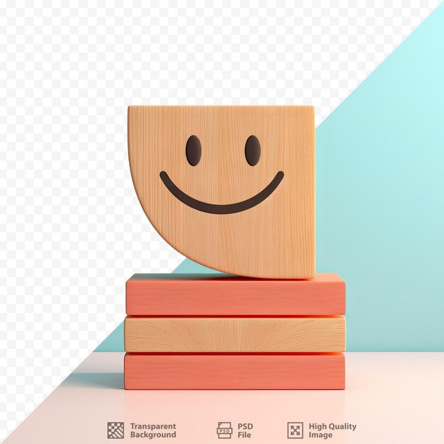 PSD een houten blok met een smiley erop