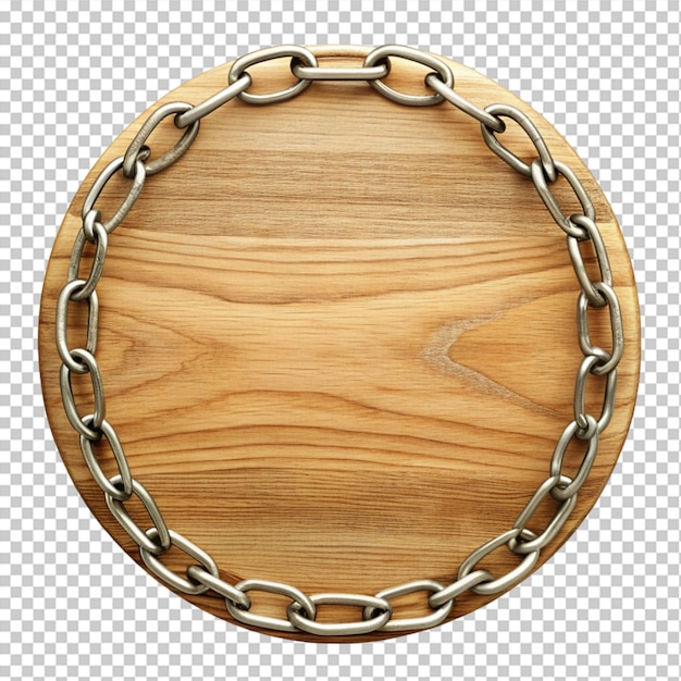 PSD een houten cirkel met kettingen en kettingen op een doorzichtige achtergrond