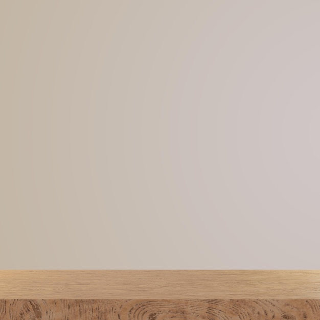 een houten plank met een grijze achtergrond en een witte muur erachter
