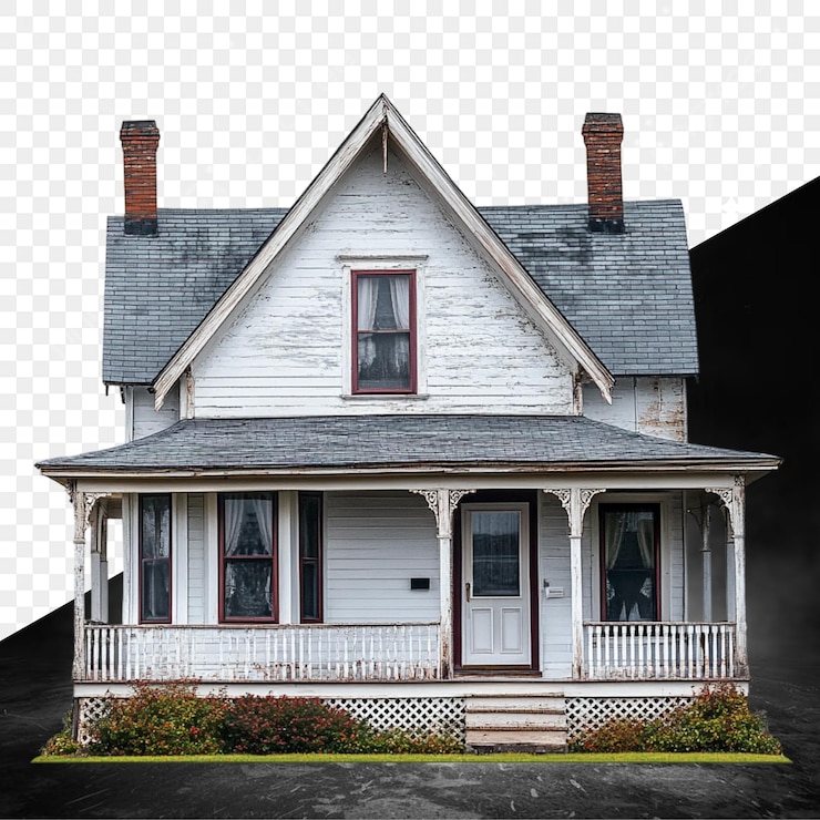PSD een huis met een wit huis en een zwarte achtergrond