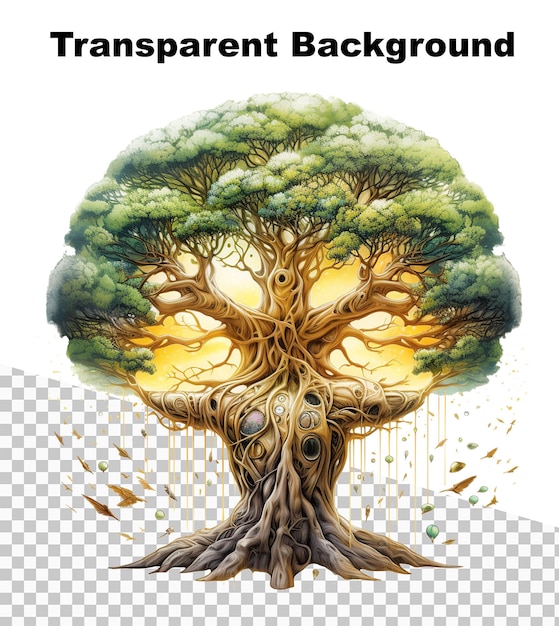 PSD een illustratie van een boom des levens op een doorzichtige achtergrond