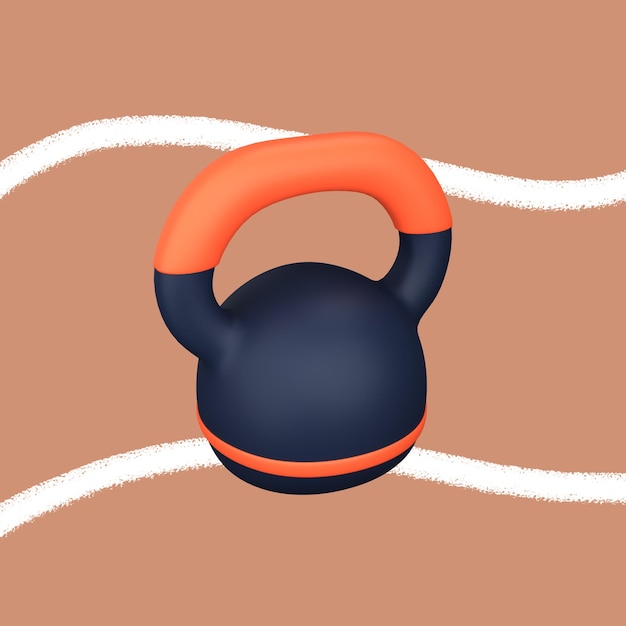 PSD een illustratie van een kettlebell op een bruine achtergrond