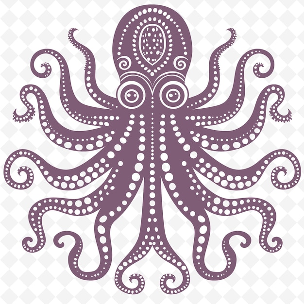 Een illustratie van een octopus op een geruite achtergrond