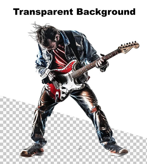 PSD een illustratie van een rockgitarist die een solo speelt