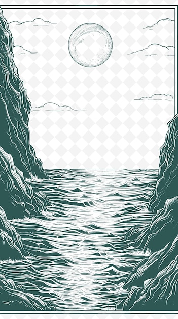 Een illustratie van een tunnel met de woorden de zee erop