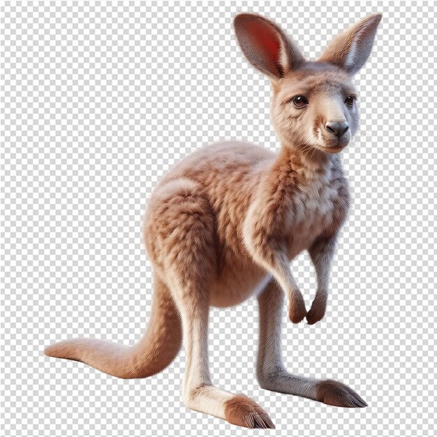 PSD een kangoeroe staat op een witte achtergrond met een zwarte omtrek