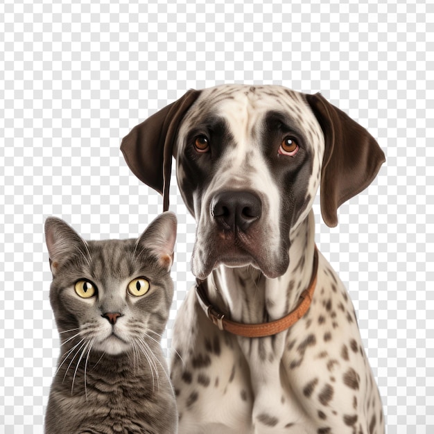 Een kat en een hond op een doorzichtige achtergrond psd.