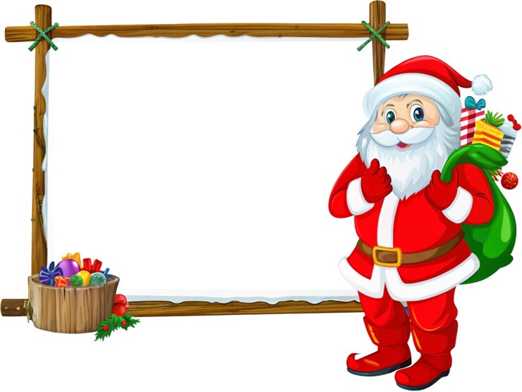 PSD een kerstkaartje met de kerstman voor een bord dat zegt kerstman