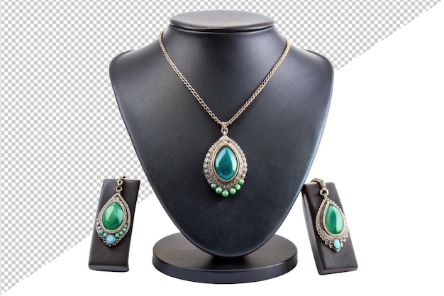 een ketting met een groene steen erop en een groene stenen op de top