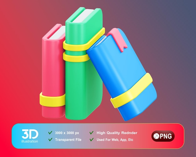 PSD een kleurrijk 3d-boek met een blauwe en groene omslag waarop 3d staat