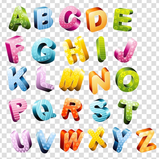 een kleurrijk alfabet met verschillende letters en letters