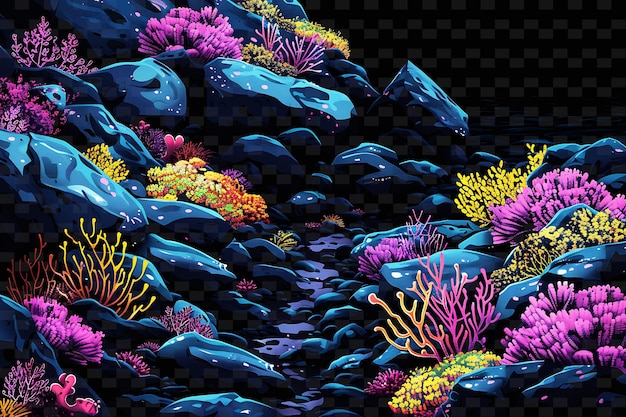 PSD een kleurrijk koraal met de naam van de zee