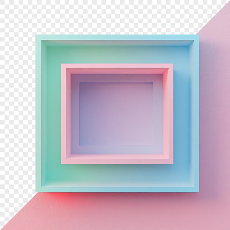 PSD een kleurrijk vierkant met een roze rand en een blauw en groen vierkant