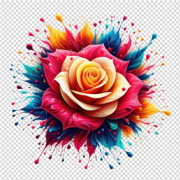 PSD een kleurrijke bloem met een roze bloem en het woord quot kleuren quot in blauw en rood