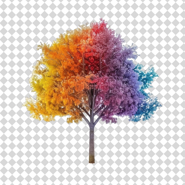 PSD een kleurrijke boom met een kleurige achtergrond met een patroon van de boom erop