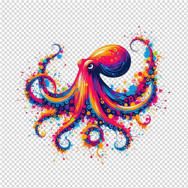 PSD een kleurrijke illustratie van een octopus met de woorden octopus erop