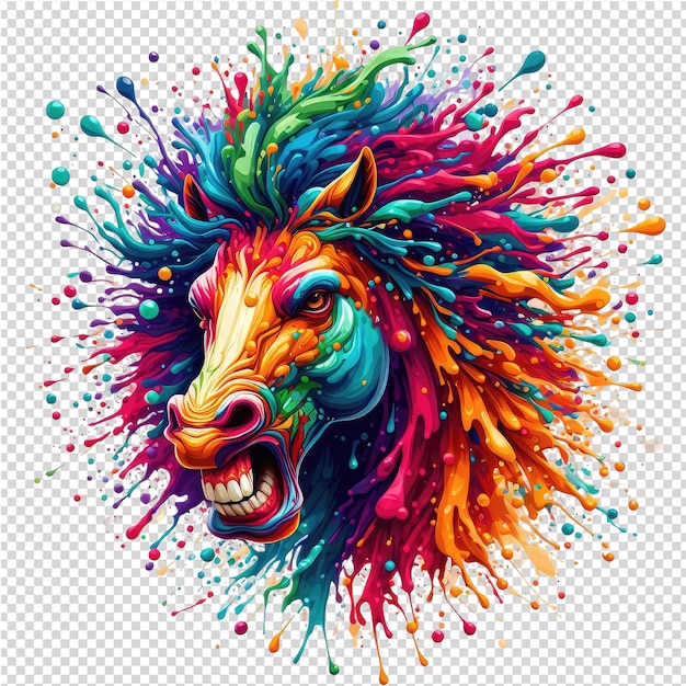 Een kleurrijke leeuw met een kleurrijke manen wordt getekend door een leeuw