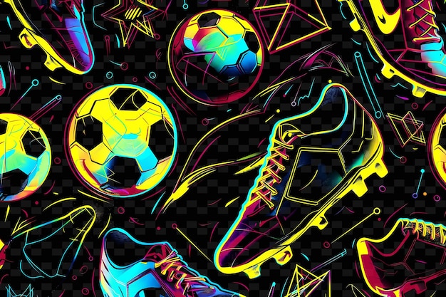 PSD een kleurrijke tentoonstelling van sportschoenen en een voetbal