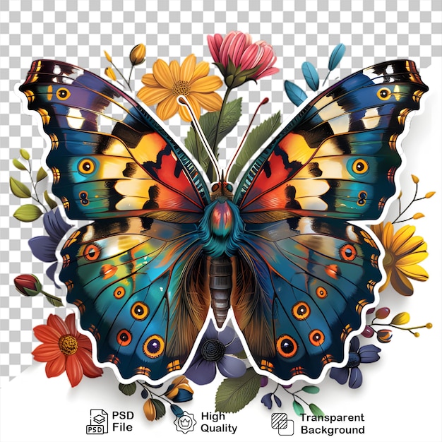 PSD een kleurrijke vlinder geïsoleerd op een transparante achtergrond
