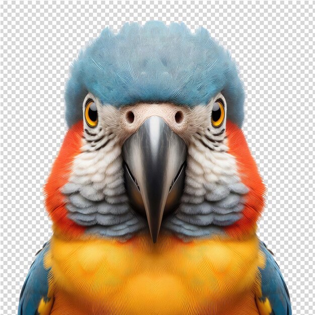 PSD een kleurrijke vogel met een blauw hoofd en een gele top