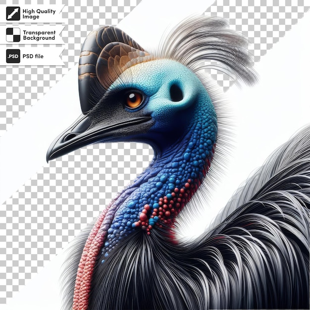 PSD een kleurrijke vogel met een blauw hoofd en een rood en blauw hoofd