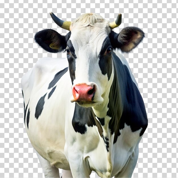 PSD een koe die naar de camera kijkt op een doorzichtige achtergrond