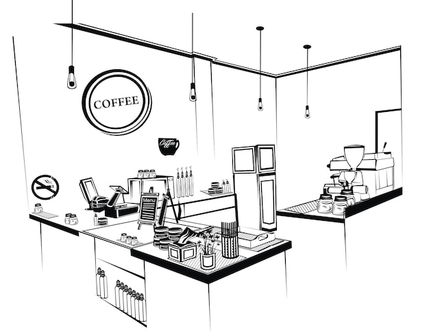 een koffiewinkel met een bord waarop staat koffie
