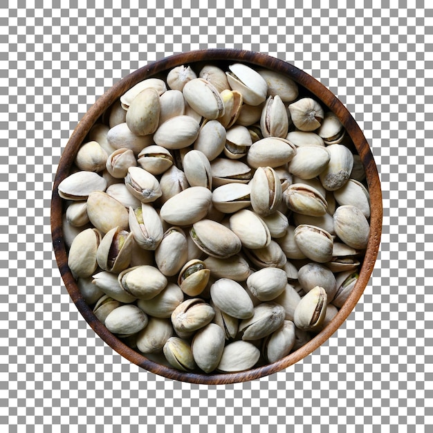 Een kom pistachenoten geïsoleerd op transparante achtergrond
