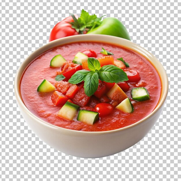 PSD een kom verfrissende gazpacho soep gemaakt met