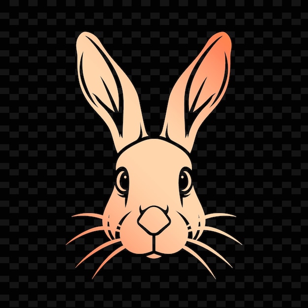 PSD een konijn gezicht met een roze neus en oren op een zwarte achtergrond