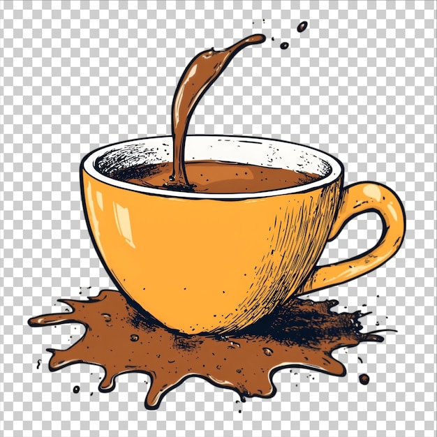 een kop koffie met een spetter vloeistof erop
