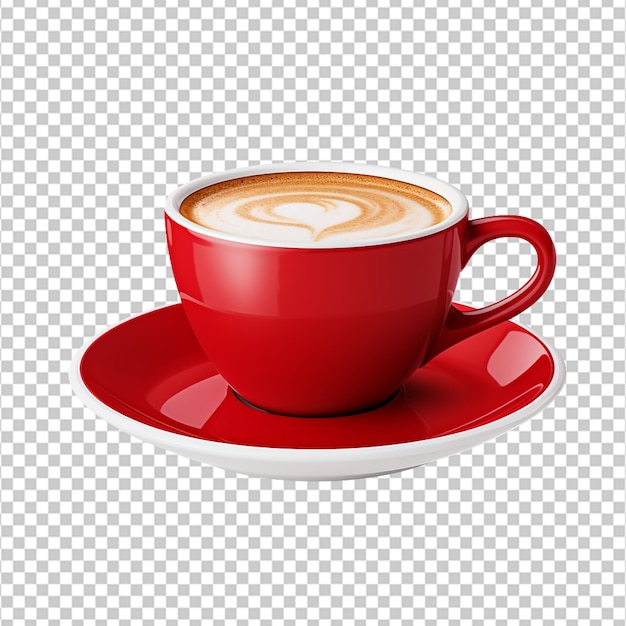 PSD een kop koffie rood png op witte achtergrond