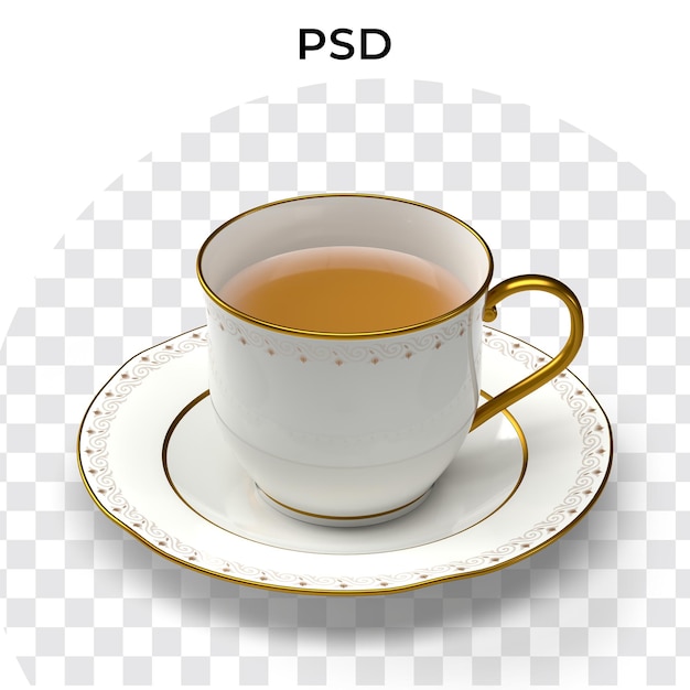 PSD een kopje thee met de titel psd erop.