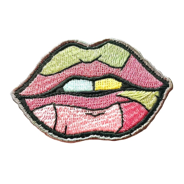 PSD een kruisgestreepte afbeelding van een roze lip met een groene rand