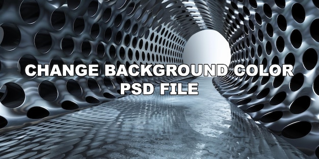 PSD een lange smalle tunnel met veel gaten in de achtergrond.
