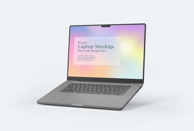 PSD een laptop met een scherm waarop 'laptop mockup' staat.