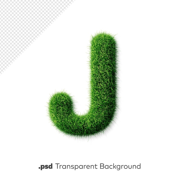 Een letter j met gras op een witte achtergrond