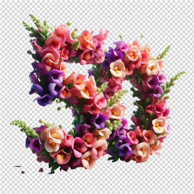 PSD een letter n wordt gemaakt door bloemen en de letter n wordt gedaan door een