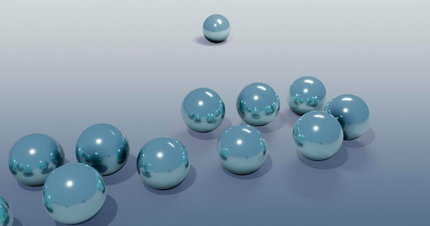 een lijn van blauwe bubbels met één in een rij