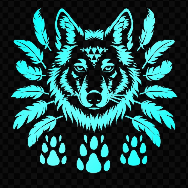 PSD een logo van een wolf met bladeren en takken