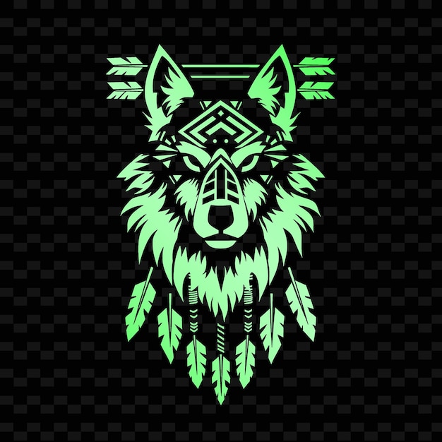 PSD een logo van een wolf met een groene achtergrond van tarwe