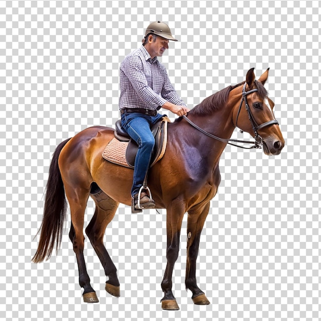 PSD een man die op een paard rijdt op een doorzichtige achtergrond