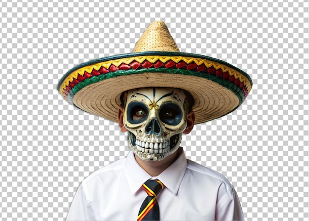 PSD een man gekleed voor de mexicaanse dag van de doden.