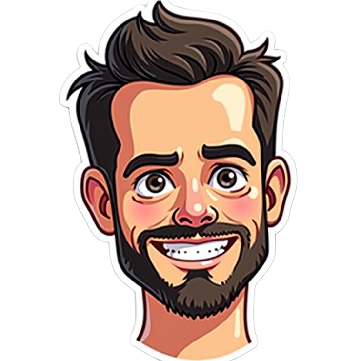 PSD een man met baard en snor glimlacht.