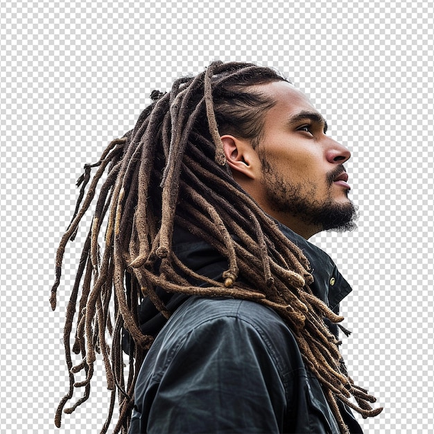 Een man met dreadlocks kapsel geïsoleerd op transparante achtergrond png