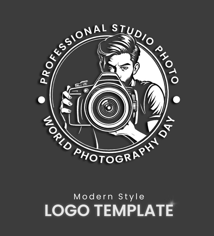 PSD een man met een camera om een foto te maken icon logo symbol