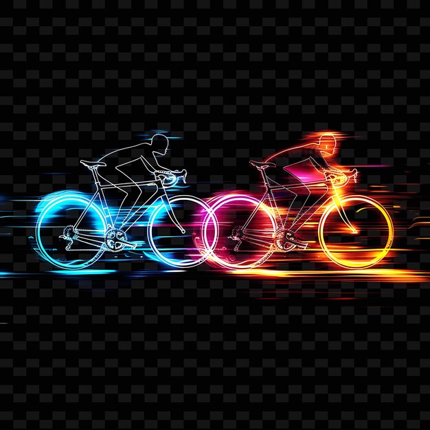 PSD een man op een fiets met een neonlicht op zijn rug