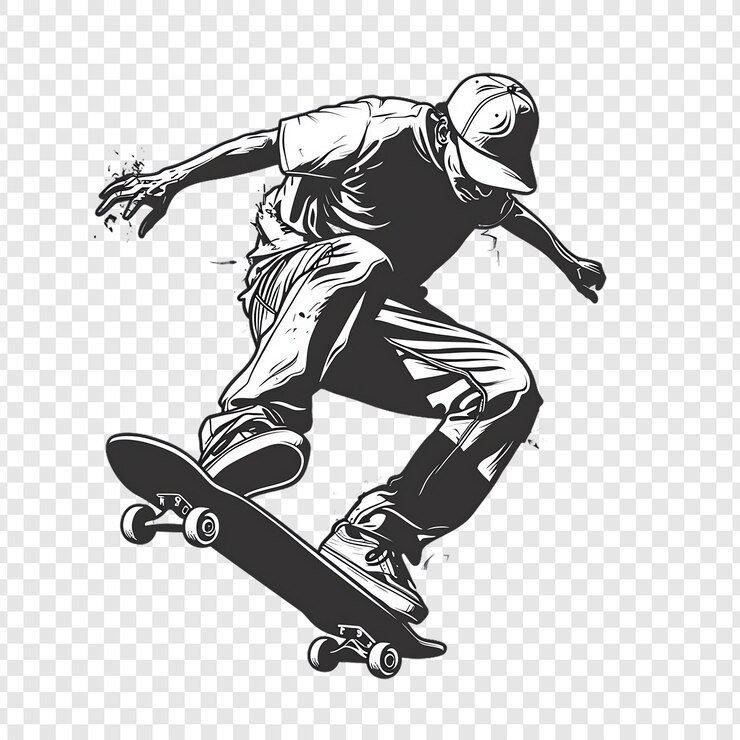 PSD een man op een skateboard met een hoed op